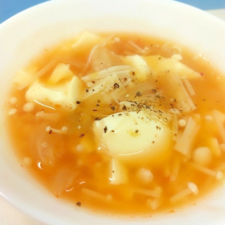 簡単ヘルシー(^^)白菜キムチと豆腐のスープ♪